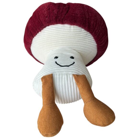 Mushroom Plush Toy Red & White Cute Smiley Face 16" - Picture 2 of 4